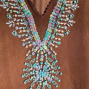 Beaded Silk Beach Coverup